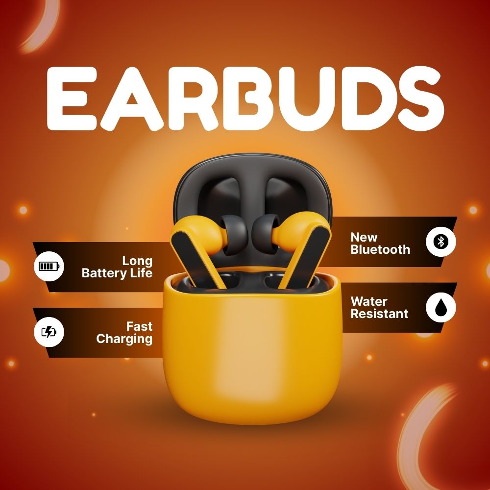 Premium Wireless Bluetooth Earbuds with Deep Bass & Noise Cancellation